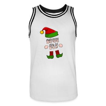 patron; Chef de cuisine; onze; elfe; Cadeau de Noël d'Elf - Maillot de basket Homme - blanc/noir - Devant - AI Model Male 185 dark (185cm)