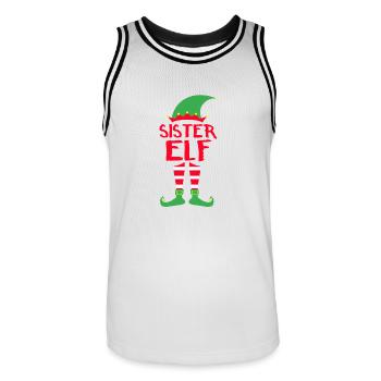 Sister Elf - Weihnachten Familie Geschenk Xmas - Männer Basketball-Trikot - Weiß/Schwarz - Vorne - AI Model Male 185 dark (185cm)