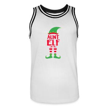 Aunt Tante Elf - Weihnachten Familie Geschenk Xmas - Männer Basketball-Trikot - Weiß/Schwarz - Vorne - AI Model Male 185 dark (185cm)