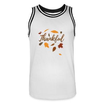 Remerciement Automne Thanksgiving Day cadeau Fall Love - Maillot de basket Homme - blanc/noir - Devant - AI Model Male 185 dark (185cm)