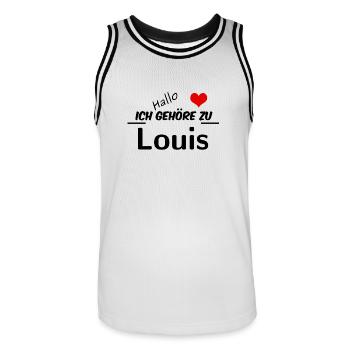 Partner Partnerlook Pärchen Motiv mit Louis - Männer Basketball-Trikot - Weiß/Schwarz - Vorne - AI Model Male 185 dark (185cm)