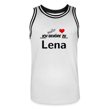 Partner Partnerlook Pärchen Motiv mit Namen Lena - Männer Basketball-Trikot - Weiß/Schwarz - Vorne - AI Model Male 185 dark (185cm)