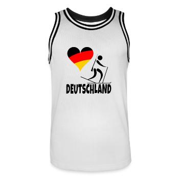 Biathlon mit Herz in Deutschland - Geschenk - Männer Basketball-Trikot - Weiß/Schwarz - Vorne - AI Model Male 185 dark (185cm)