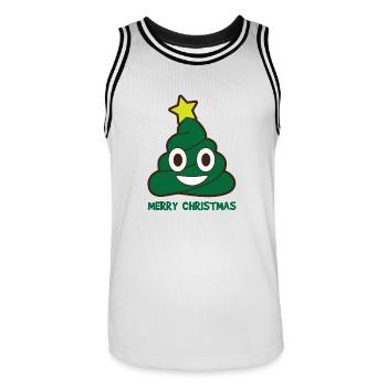 Poo Emoji Christmas Tree Joyeux Noël vacances - Maillot de basket Homme - blanc/noir - Devant - AI Model Male 185 dark (185cm)