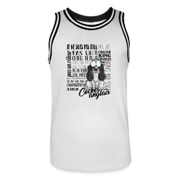 Je Suis Cocker Anglais Noir Blanc Mouche - nrFR - Maillot de basket Homme - blanc/noir - Devant - AI Model Male 185 dark (185cm)