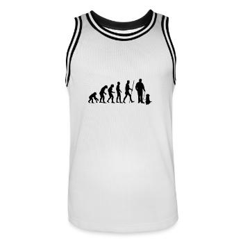 Evolution Herrchen mit Hund als Geschenk - Männer Basketball-Trikot - Weiß/Schwarz - Vorne - AI Model Male 185 dark (185cm)