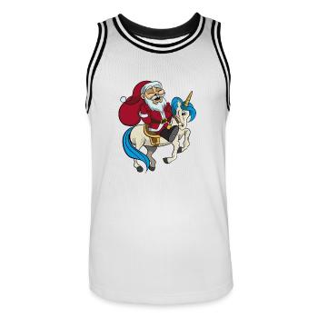 Santa monte sur Unicorn cadeau de Noël - Maillot de basket Homme - blanc/noir - Devant - AI Model Male 185 dark (185cm)