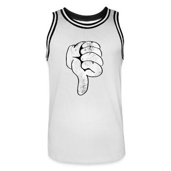 Thumbs down - Men's Basketball Jersey - white/black - Front - AI Model Male 185 dark (185cm)