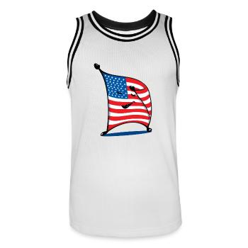Tamponnant USA flag cadeau humoristique drôle Patriot - Maillot de basket Homme - blanc/noir - Devant - AI Model Male 185 dark (185cm)