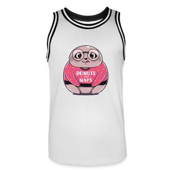 Faultier Donut Schlaf lustig Geschenk Geburtstag - Männer Basketball-Trikot - Weiß/Schwarz - Vorne - AI Model Male 185 dark (185cm)