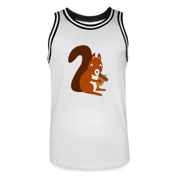 dessin écureuil mignon drôle doux de bande dessinée - Maillot de basket Homme - blanc/noir - Devant - AI Model Male 185 dark (185cm)