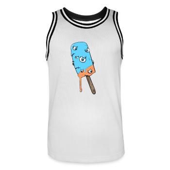 Augencreme Genuss - Männer Basketball-Trikot - Weiß/Schwarz - Vorne - AI Model Male 185 dark (185cm)