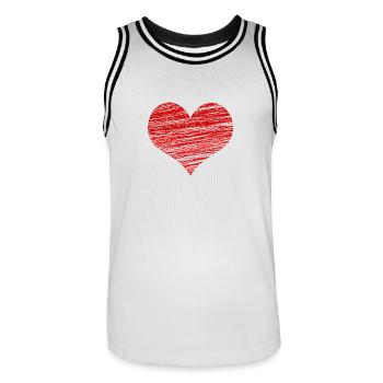Valentinstag - romantisches Herz - Männer Basketball-Trikot - Weiß/Schwarz - Vorne - AI Model Male 185 dark (185cm)