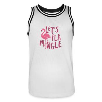 Let's flamingle - Flamingo Shirt - Men's Basketball Jersey - white/black - Front - AI Model Male 185 dark (185cm)