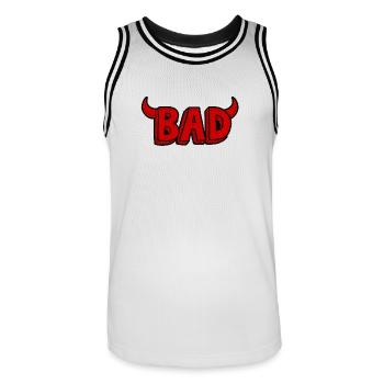 Bad or evil - Men's Basketball Jersey - white/black - Front - AI Model Male 185 dark (185cm)