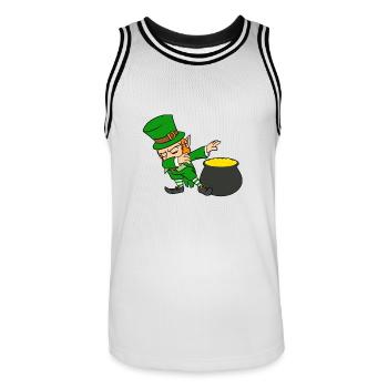 Dabbing Leprechaun Dab St Patricks Day Pot d'or - Maillot de basket Homme - blanc/noir - Devant - AI Model Male 185 dark (185cm)