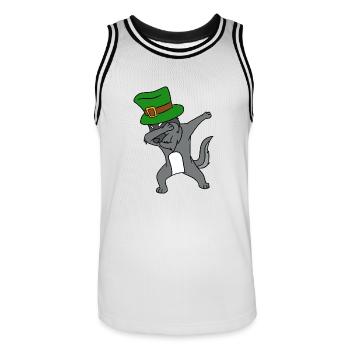 Tupfen von St Patrick Tag Wolf-Kobold-Spitzenhut - Männer Basketball-Trikot - Weiß/Schwarz - Vorne - AI Model Male 185 dark (185cm)
