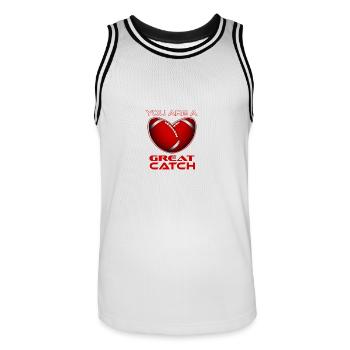 grand cadeau de pêche de football américain Valentine - Maillot de basket Homme - blanc/noir - Devant - AI Model Male 185 dark (185cm)