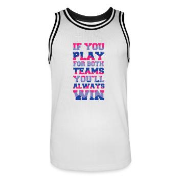 Bisexual Shirt - Gay Pride - LGBT - Bi - Geschenk - Männer Basketball-Trikot - Weiß/Schwarz - Vorne - AI Model Male 185 dark (185cm)