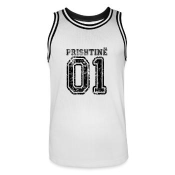 Prishtine 01, Pristina 01 Kosovo gift Albanian - Men's Basketball Jersey - white/black - Front - AI Model Male 185 dark (185cm)
