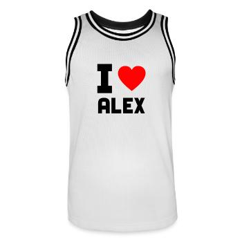 I Love Alex Geschenk Stadt Heimat Idee - Männer Basketball-Trikot - Weiß/Schwarz - Vorne - AI Model Male 185 dark (185cm)