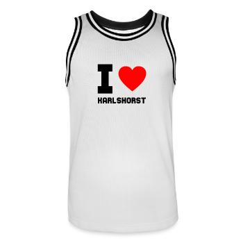 I Love Berlin Karlshorst Geschenk Idee Herz Stadt - Männer Basketball-Trikot - Weiß/Schwarz - Vorne - AI Model Male 185 dark (185cm)