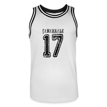 Canakkale 17 Turkish License Plate Gift - Men's Basketball Jersey - white/black - Front - AI Model Male 185 dark (185cm)