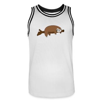Sloth - Faultier - Ast - Geschenk - Gemütlich - Männer Basketball-Trikot - Weiß/Schwarz - Vorne - AI Model Male 185 dark (185cm)