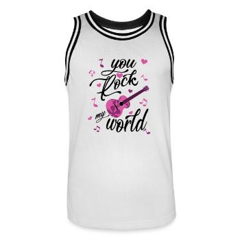 You Rock My World - Männer Basketball-Trikot - Weiß/Schwarz - Vorne - AI Model Male 185 dark (185cm)