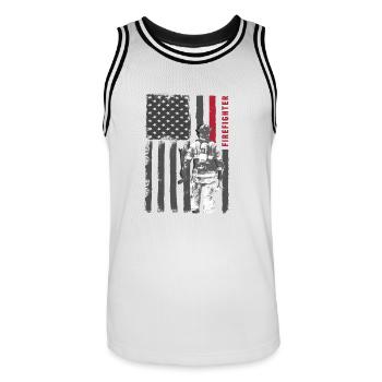 Sapeurs-pompiers de sapeur-pompier drôle de cadeau US Aide - Maillot de basket Homme - blanc/noir - Devant - AI Model Male 185 dark (185cm)