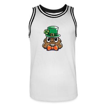 St Patricks Day Outfit Poop Gift Beer Ireland - Men's Basketball Jersey - white/black - Front - AI Model Male 185 dark (185cm)