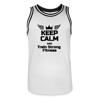 KEEP CALM Phrase For fitness lovers - Men's Basketball Jersey - white/black - Front - AI Model Male 185 dark (185cm)