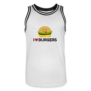 J'aime les hamburgers - Maillot de basket Homme - blanc/noir - Devant - AI Model Male 185 dark (185cm)