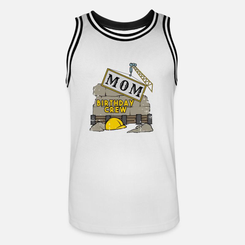 Le site de construction de la construction de l'équipe de l'anniversaire de maman maman - Maillot de basket Homme - blanc/noir