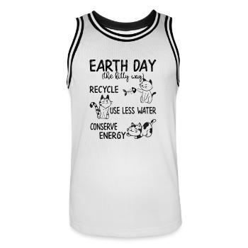 Earth Day the Kitty Way - Männer Basketball-Trikot - Weiß/Schwarz - Vorne - AI Model Male 185 dark (185cm)