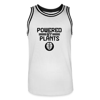 Powered by plants - Men's Basketball Jersey - white/black - Front - AI Model Male 185 dark (185cm)