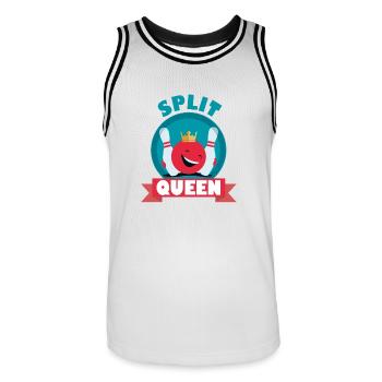 Split Queen Split Happens Bowling King T_Shirt - Men's Basketball Jersey - white/black - Front - AI Model Male 185 dark (185cm)