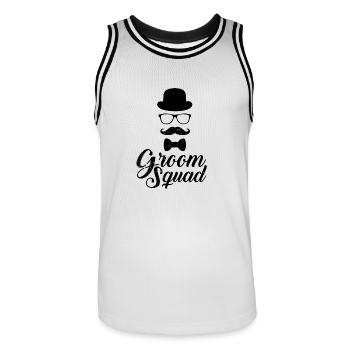 Groom Squad - Gentleman - Nerd - Geschenk - Männer Basketball-Trikot - Weiß/Schwarz - Vorne - AI Model Male 185 dark (185cm)