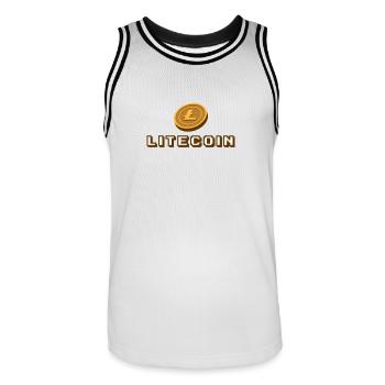 Litecoin Bitcoin cryptocurrency crypto gift - Men's Basketball Jersey - white/black - Front - AI Model Male 185 dark (185cm)