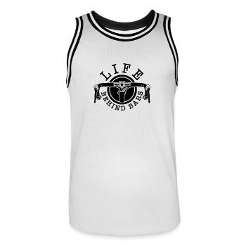 Life Behind Bars - Bicycle Road Bike Fixie Gift - Men's Basketball Jersey - white/black - Front - AI Model Male 185 dark (185cm)