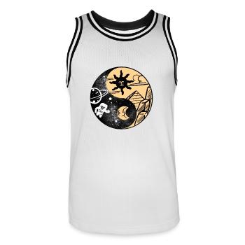 Lumière de symbole de Tai Chi chinois Yin Yang Space - Maillot de basket Homme - blanc/noir - Devant - AI Model Male 185 dark (185cm)