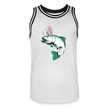 Fischer frogfish Lapin de Pâques Cadeau - Maillot de basket Homme - blanc/noir - Devant - AI Model Male 185 dark (185cm)