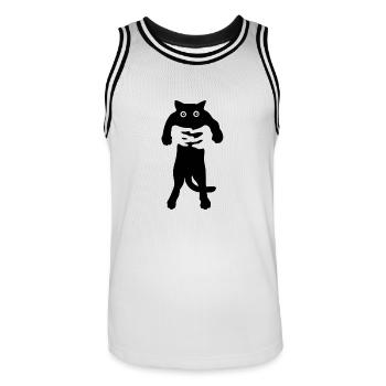 chat noir - Maillot de basket Homme - blanc/noir - Devant - AI Model Male 185 dark (185cm)