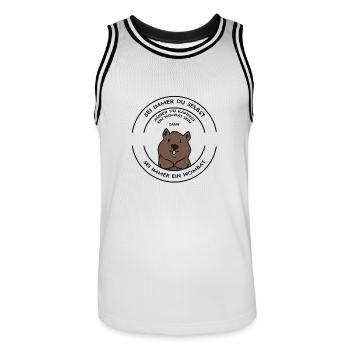 Wombat - Männer Basketball-Trikot - Weiß/Schwarz - Vorne - AI Model Male 185 dark (185cm)