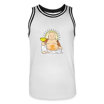 Buddha Buddhism Siddhartha Gautama Yogi Yoga OM - Men's Basketball Jersey - white/black - Front - AI Model Male 185 dark (185cm)