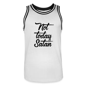 Not today Satan - Not Today Devil - Men's Basketball Jersey - white/black - Front - AI Model Male 185 dark (185cm)