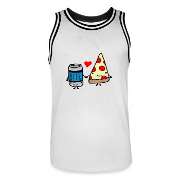 Beer and pizza love to the death - Men's Basketball Jersey - white/black - Front - AI Model Male 185 dark (185cm)