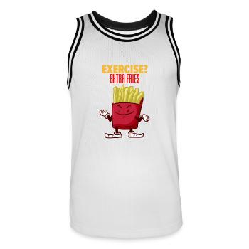 Frites - pommes de terre - restauration rapide - nourriture - Maillot de basket Homme - blanc/noir - Devant - AI Model Male 185 dark (185cm)