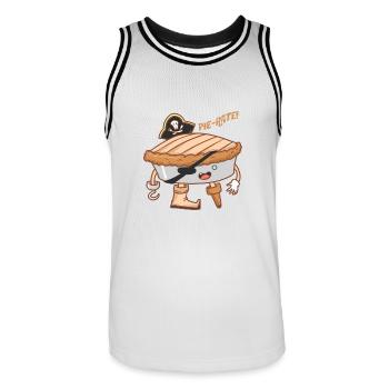 Pie-taux! Gâteau pirate - biscuit - Maillot de basket Homme - blanc/noir - Devant - AI Model Male 185 dark (185cm)