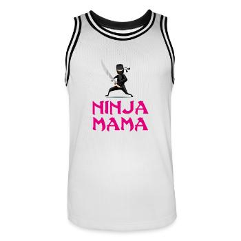 Ninja Mama Mutter Mutti T-Shirt Mutterag Geburtsta - Männer Basketball-Trikot - Weiß/Schwarz - Vorne - AI Model Male 185 dark (185cm)